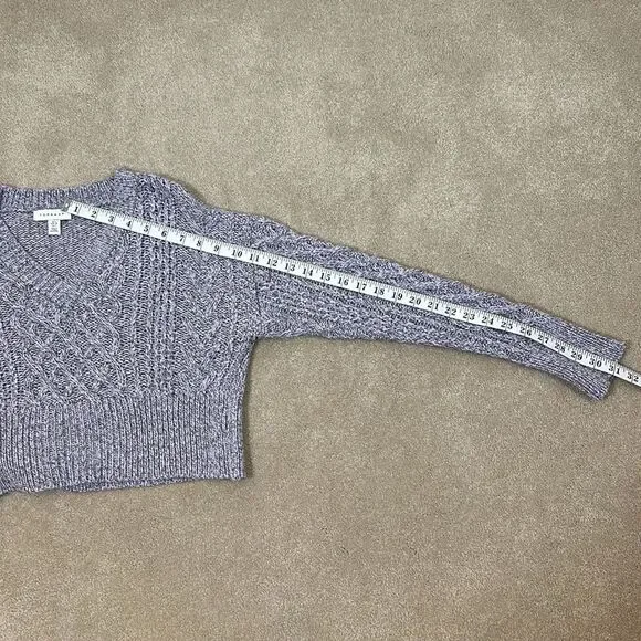 Topshop Purple Grey Knit Crop V-Neck Sweater Women Size 2 - Picture 8 of 8